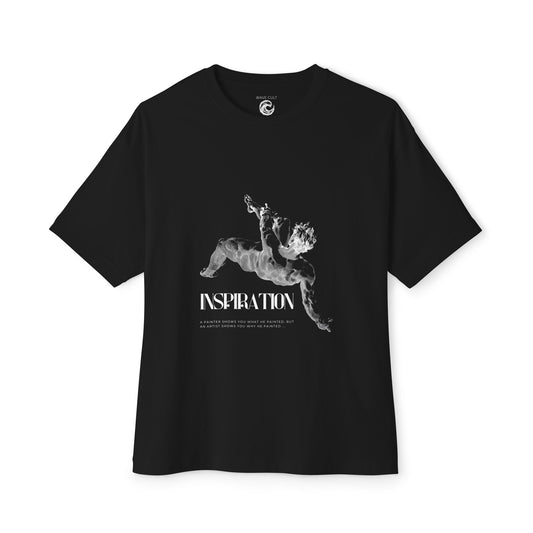 Inspiration Angel Graphic Tee — Oversized Boxy Black T-Shirt