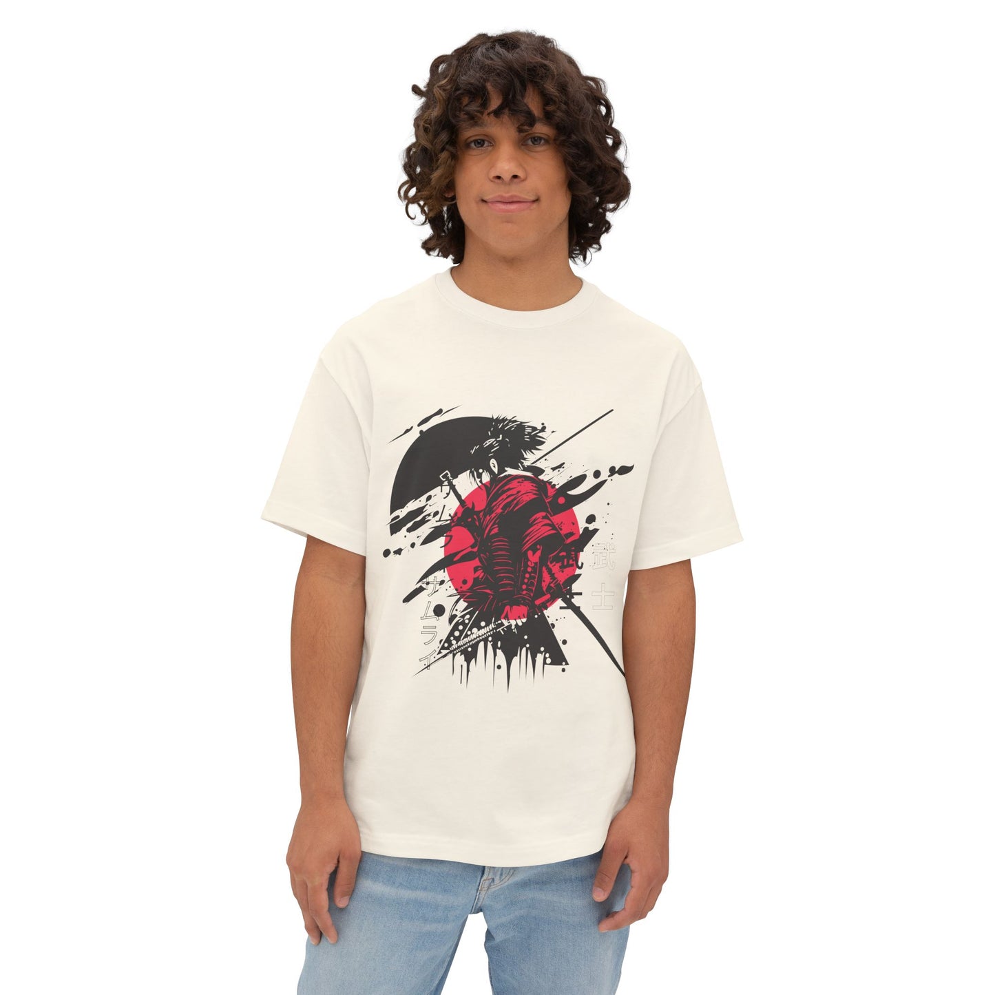 Graphic Tee — Red Samurai Sun Abstract Design