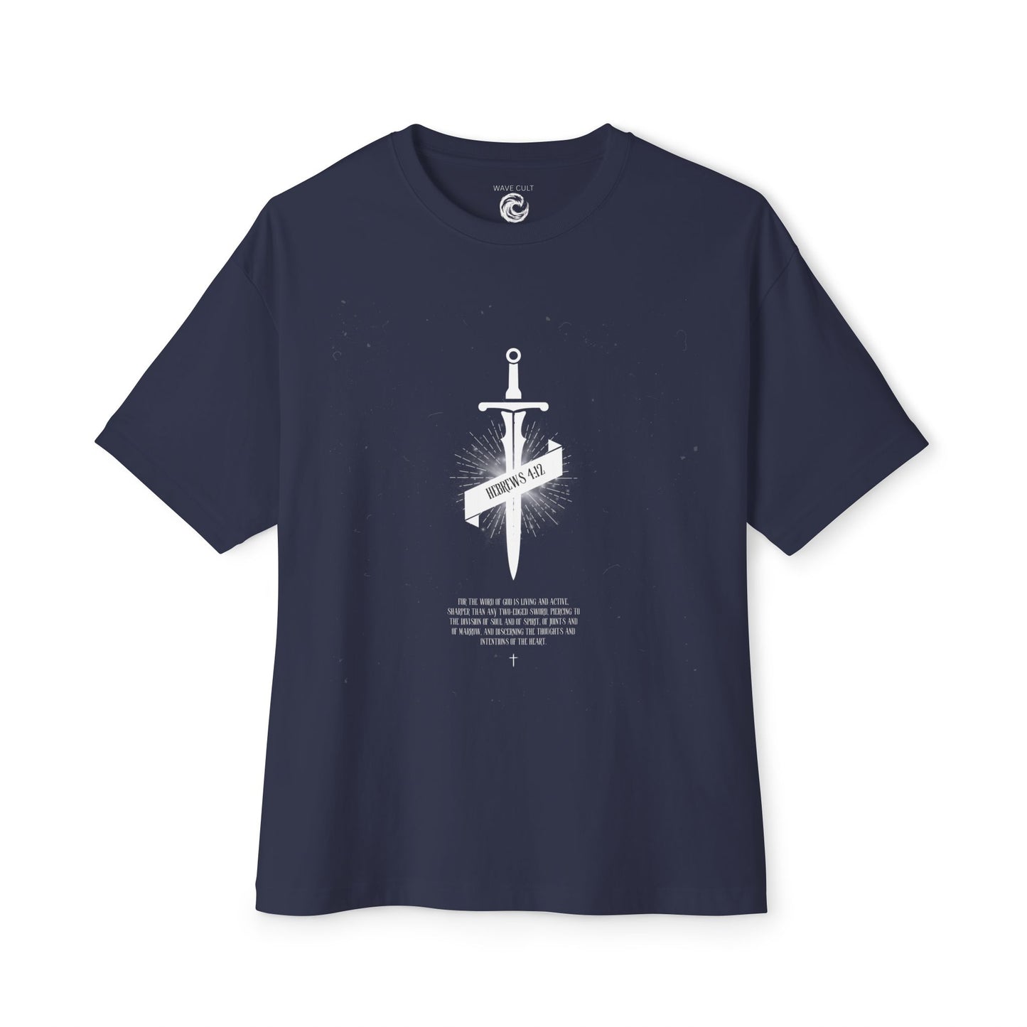 Boxy Tee — Dagger & Banner Graphic T-Shirt ("Forgive Us")