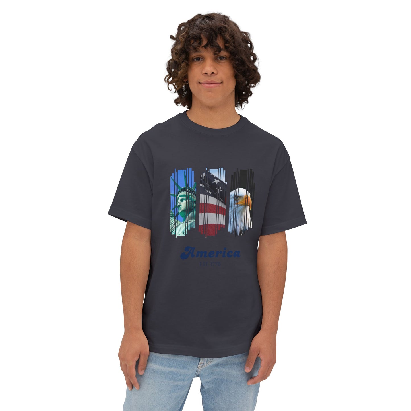 Patriotic America Tee — Statue of Liberty, Flag & Eagle Graphic