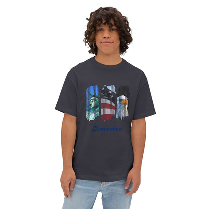 Patriotic America Tee — Statue of Liberty, Flag & Eagle Graphic