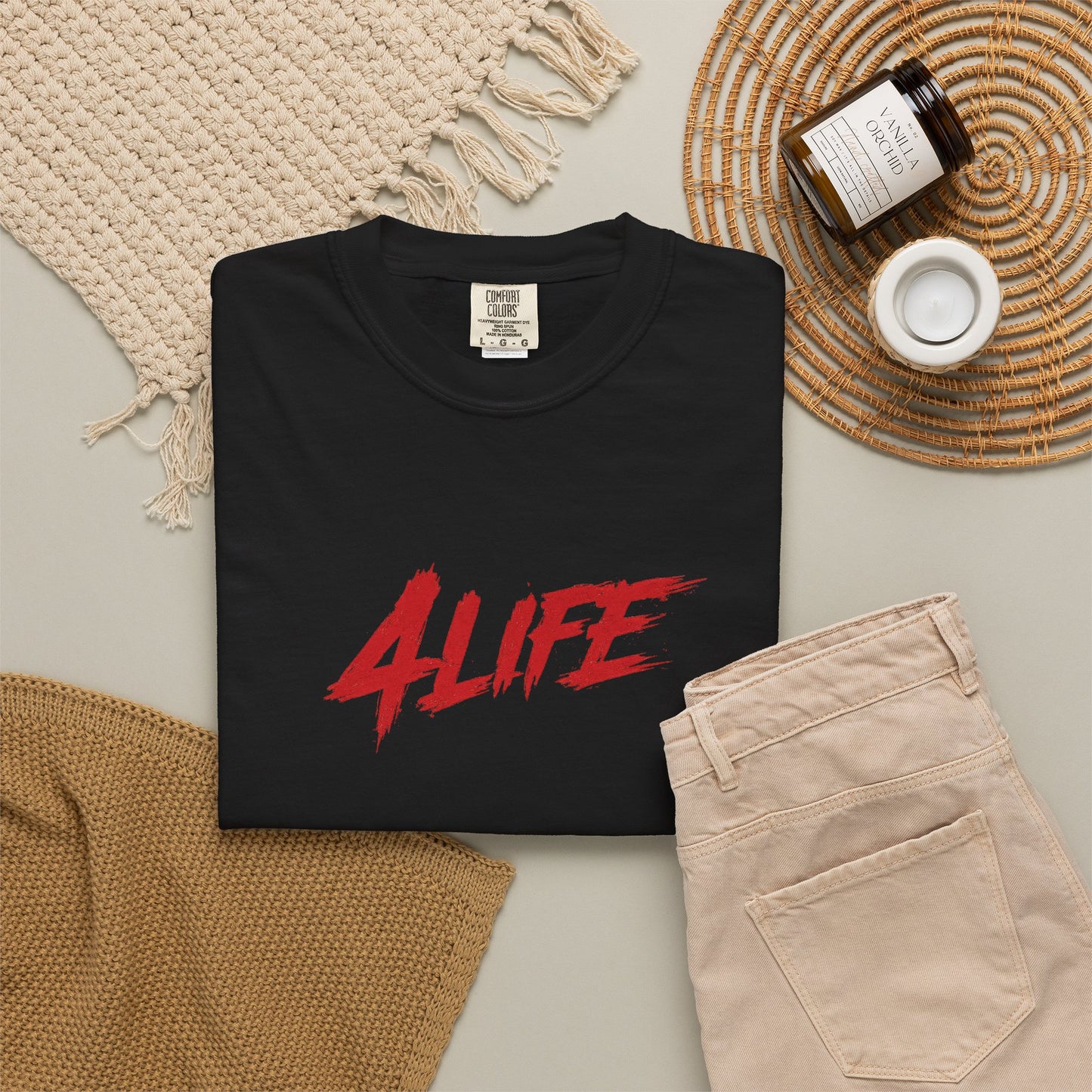 4LIFE Graphic T-Shirt — 'Evolution' Red Script & Photo-Block Streetwear Tee
