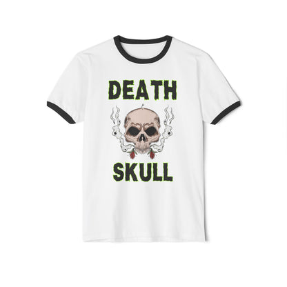 Death Skull Ringer Tee — Vintage Smoky Skull Graphic T-Shirt