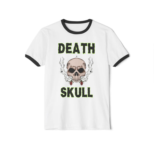 Death Skull Ringer Tee — Vintage Smoky Skull Graphic T-Shirt