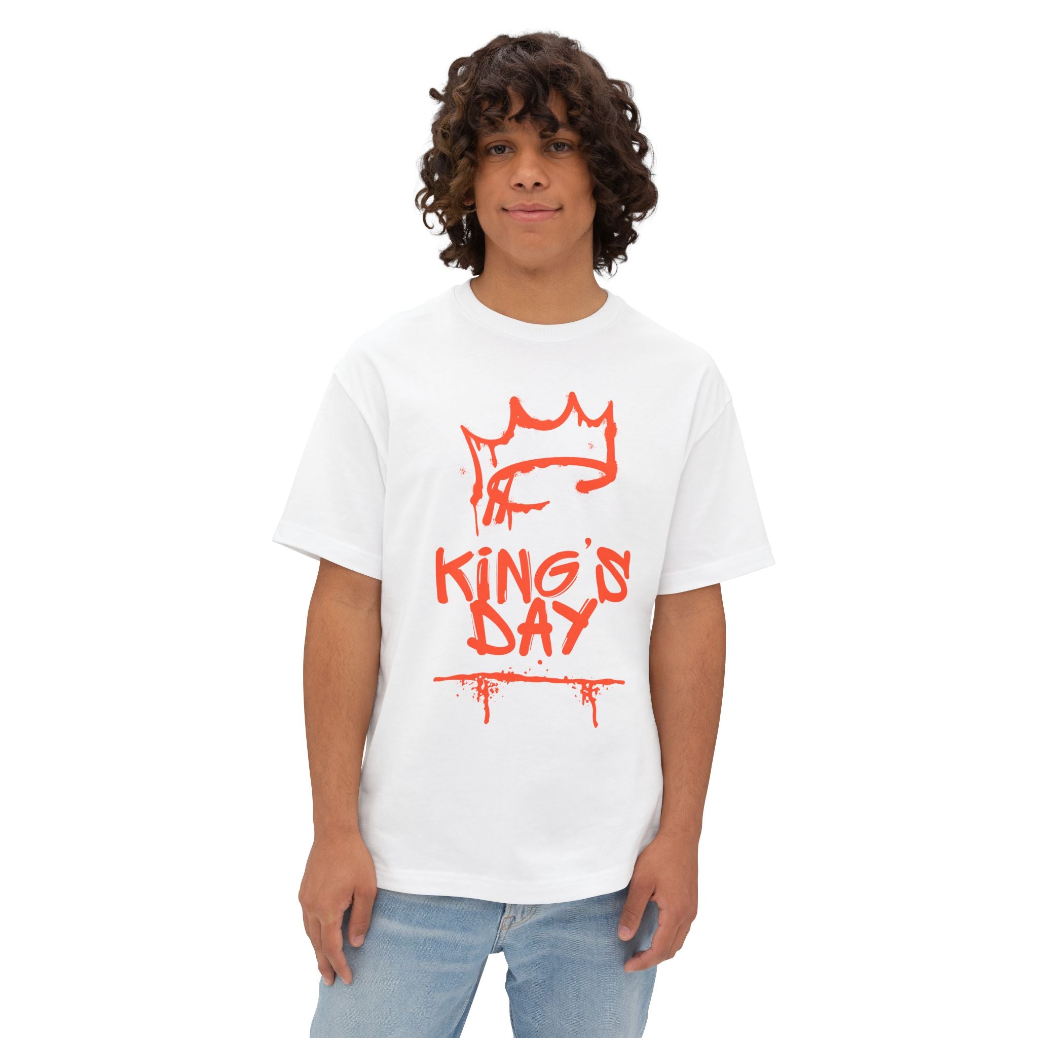 White tshirt King's Day — Oversized tshirt with Red Crown Design