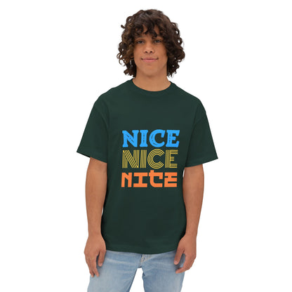 Nice Nice Nice Boxy Tee — Retro Colorblock Graphic T‑Shirt