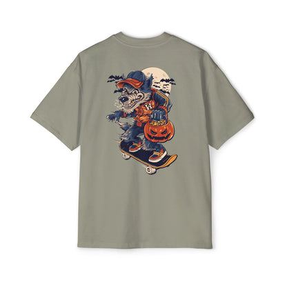 Wolf Skateboard Halloween Tee — Skater Wolf Trick-or-Treat Graphic Shirt