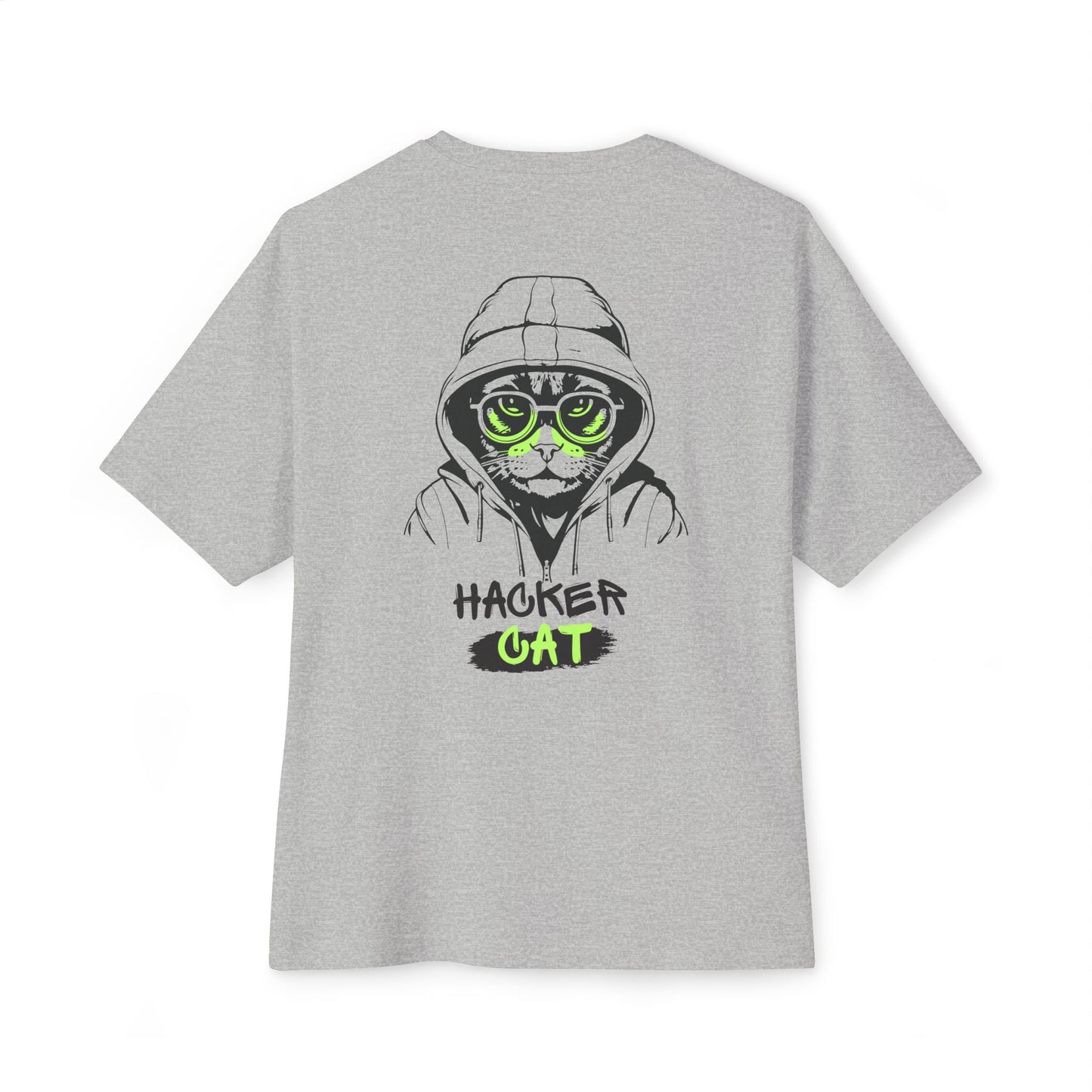 Hacker Cat Tee — Graphic Oversized Boxy T-Shirt