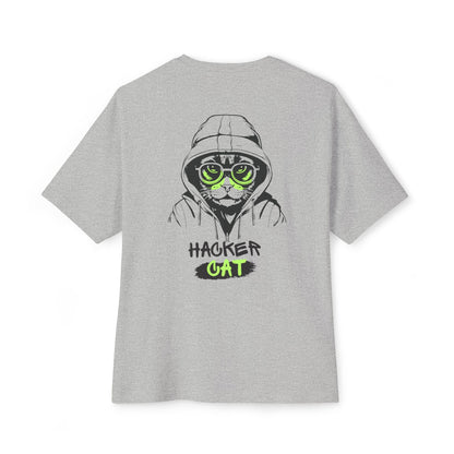 Hacker Cat Tee — Graphic Oversized Boxy T-Shirt