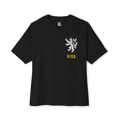 King Lion Crest Tee — Oversized Boxy Black T‑Shirt