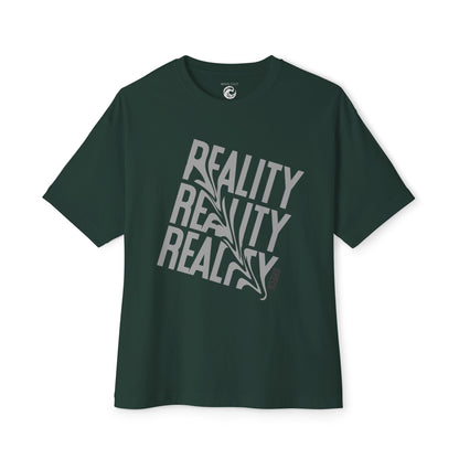 Reality Repeat Graphic Tee — Distorted 'Reality' Boxy T-Shirt