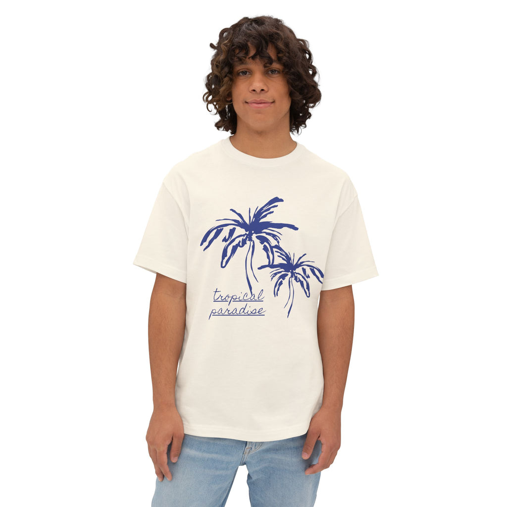 Tropical Paradise Boxy Tee — Palm Tree Oversized Graphic T-Shirt