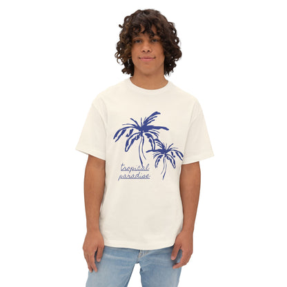 Tropical Paradise Boxy Tee — Palm Tree Oversized Graphic T-Shirt