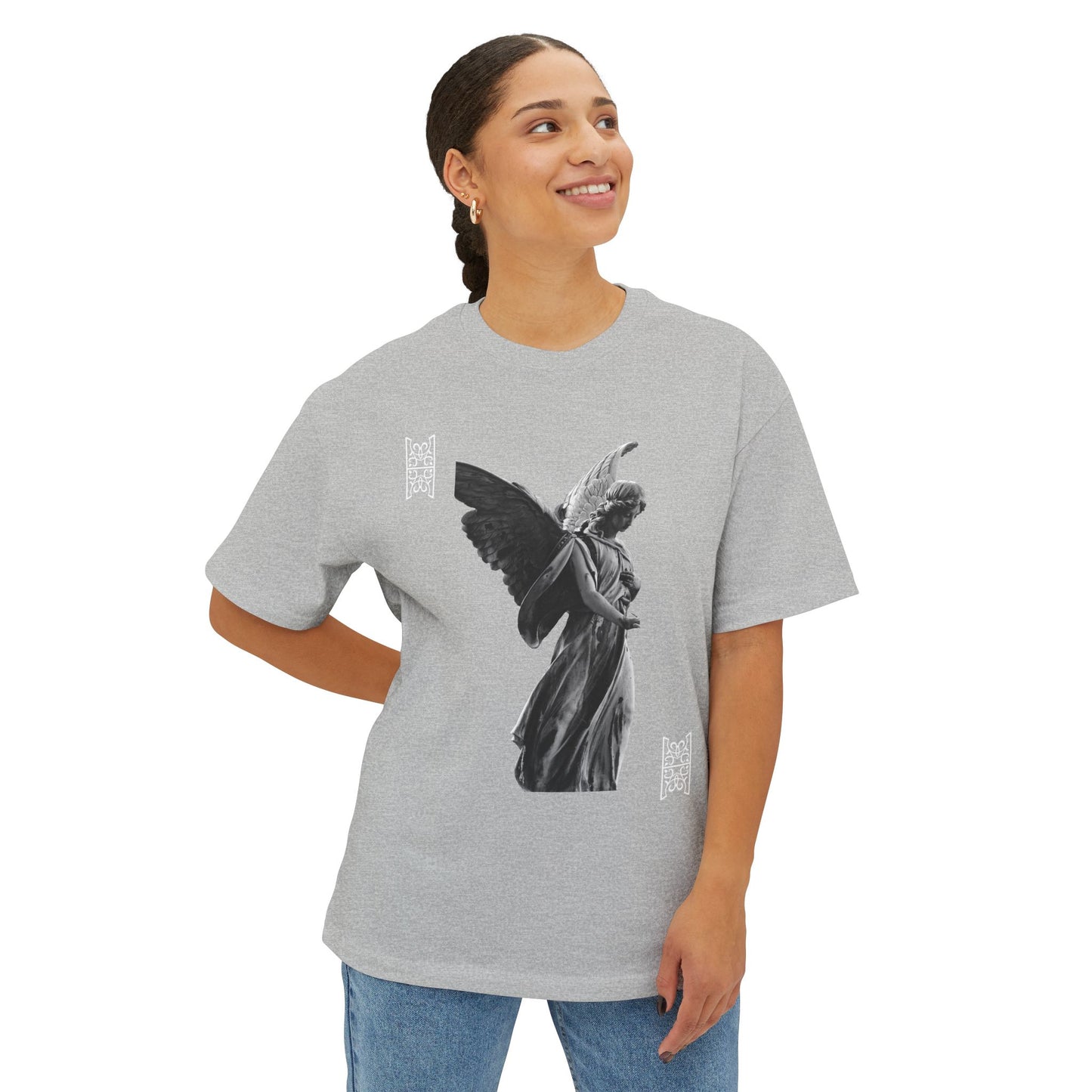 Angel Statue Graphic Tee — 'Pure Remorse' Streetwear Oversized Boxy T‑Shirt