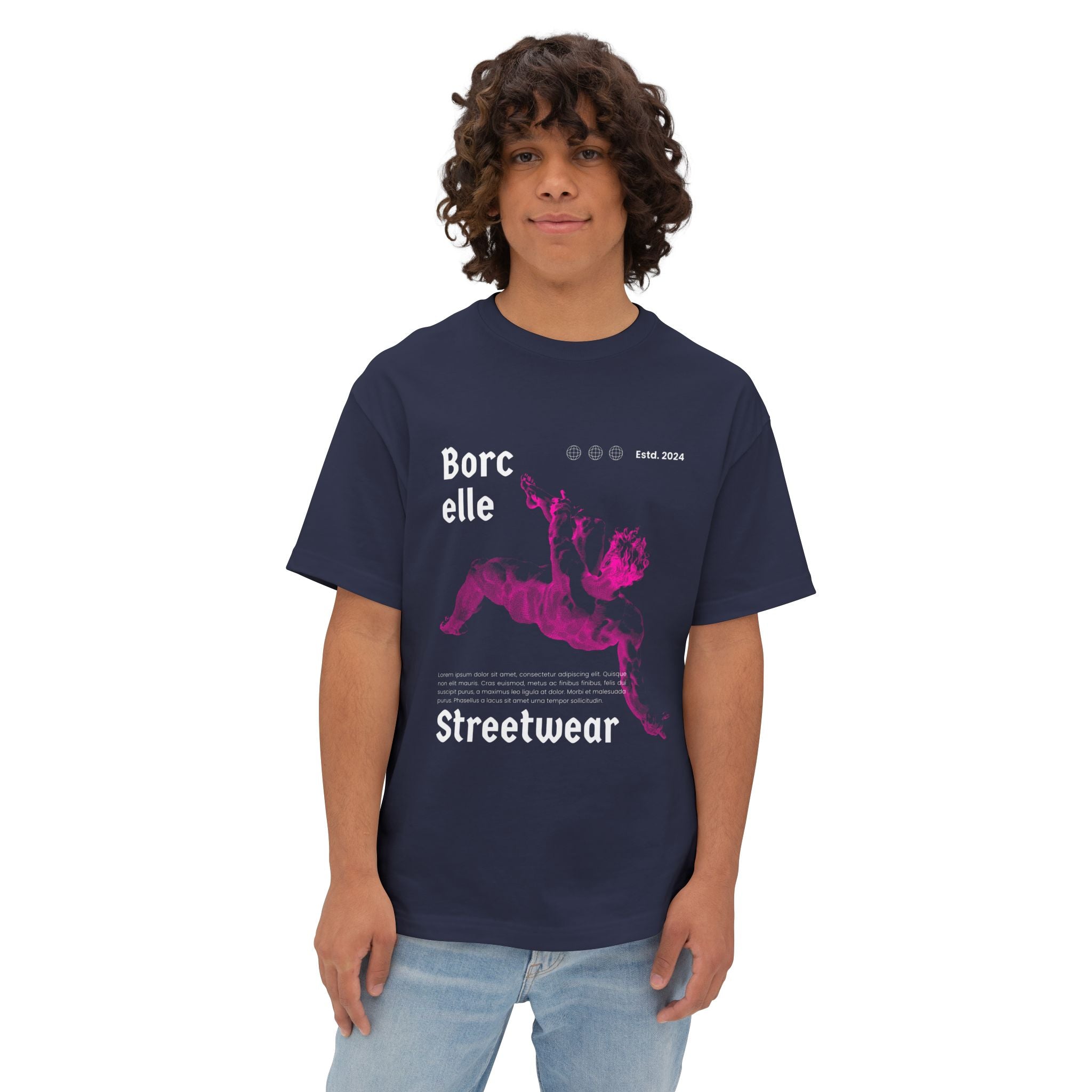 Oversized TShirt — "Borcelle" Pink Angel Graphic streetwear T-Shirt