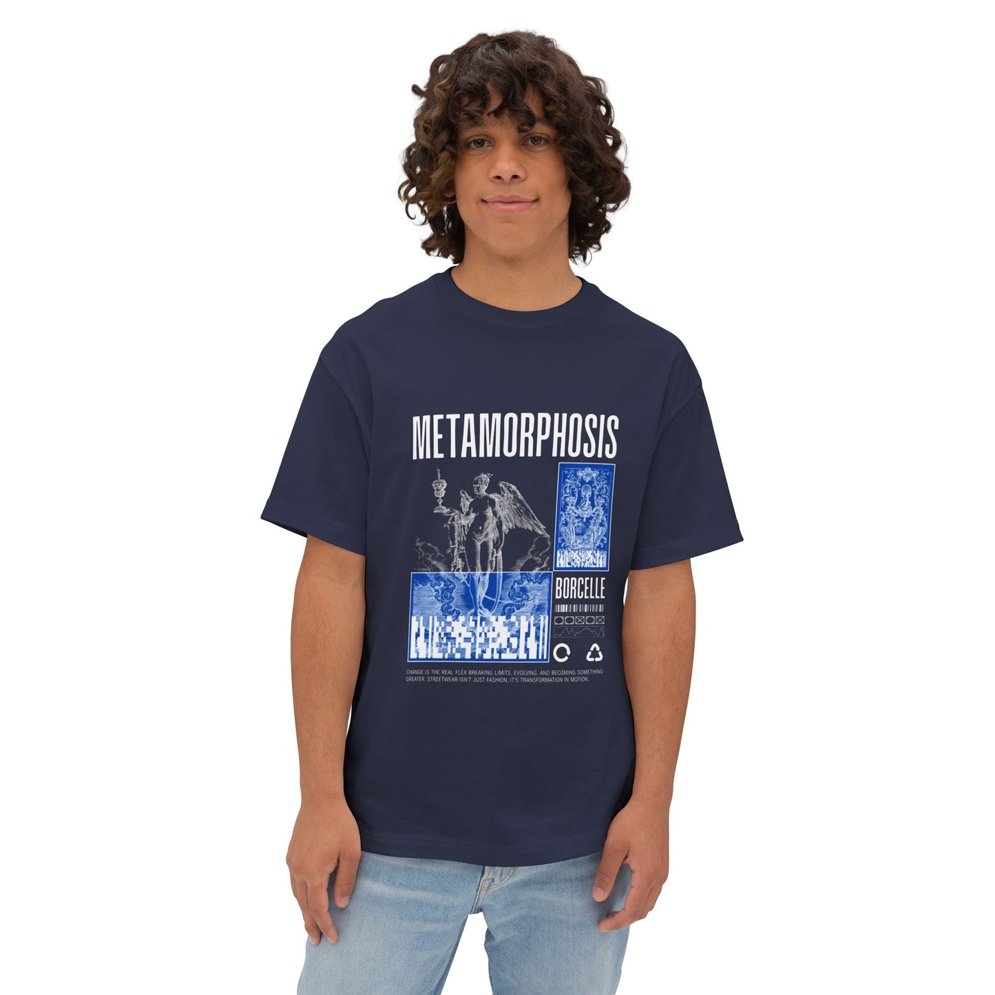 Metamorphosis Graphic Tee — Gothic Art & Blue Collage T‑Shirt
