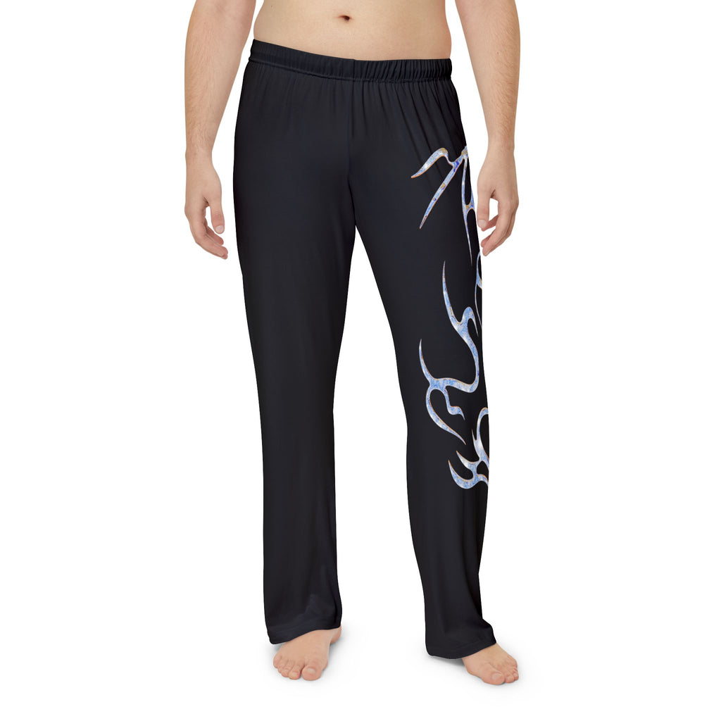 Men's Black Flame Lounge Pants — Tribal Graphic Pajama Bottoms