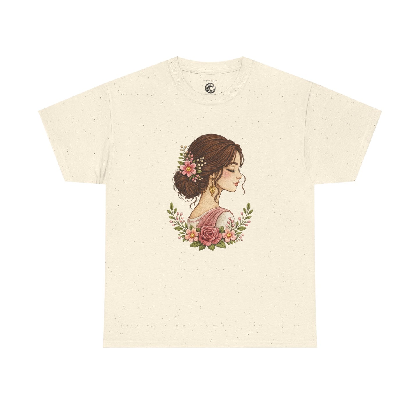 Floral Profile Tee — Vintage Woman Portrait T-Shirt