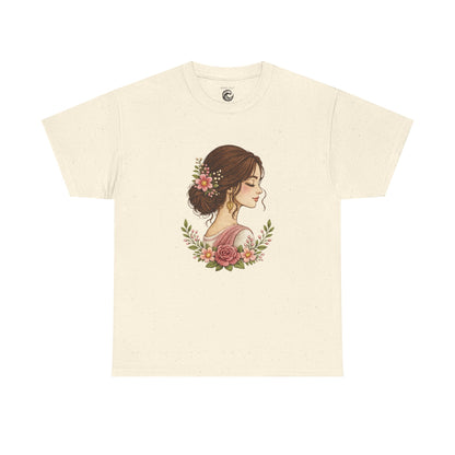 Floral Profile Tee — Vintage Woman Portrait T-Shirt