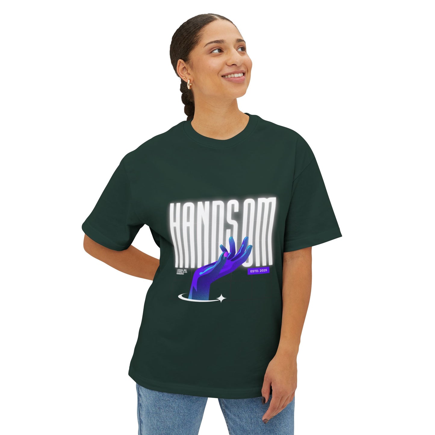 Handsom Glowing Hand Graphic Tee — Vaporwave Aesthetic Oversized Shirt