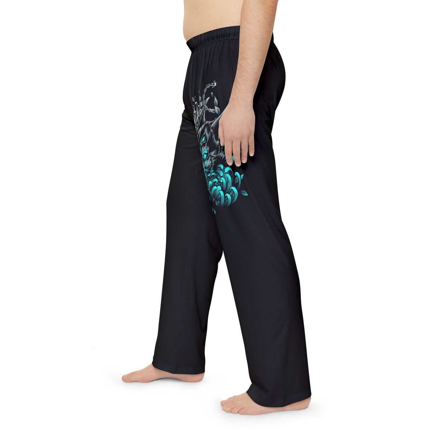 Men's Pajama Pants — Teal Dragon Smoke Graphic Lounge Pants