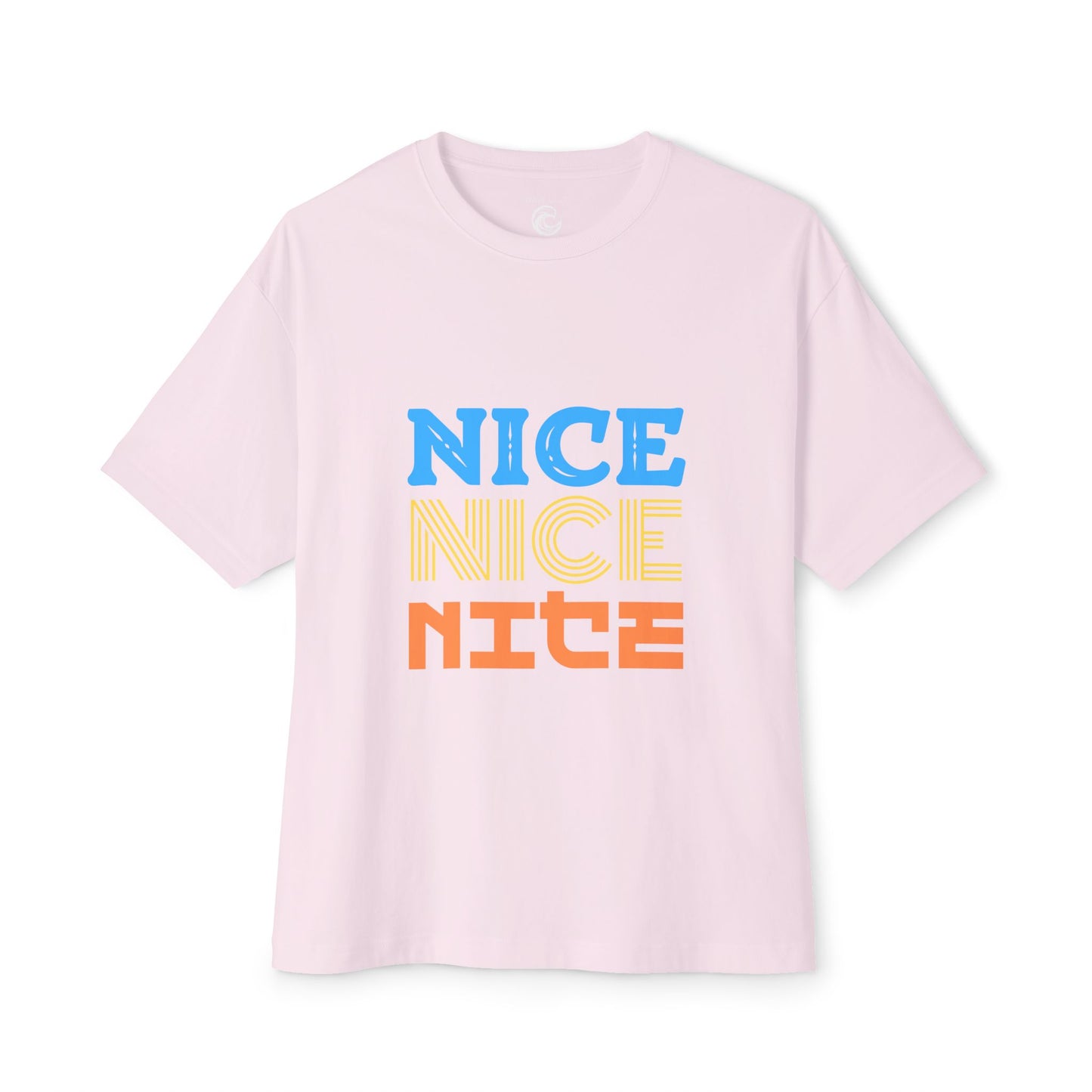 Nice Nice Nice Boxy Tee — Retro Colorblock Graphic T‑Shirt