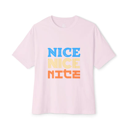 Nice Nice Nice Boxy Tee — Retro Colorblock Graphic T‑Shirt