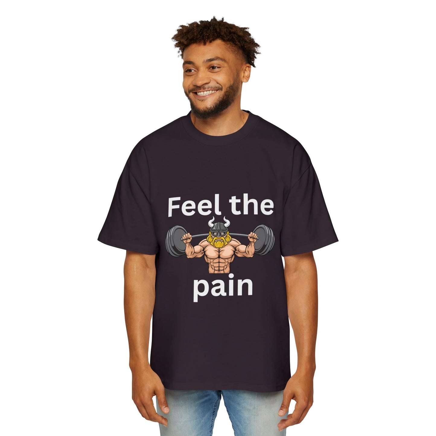 Feel the Pain Gym T‑Shirt — Heavy Oversized Workout Tee for Weightlifters