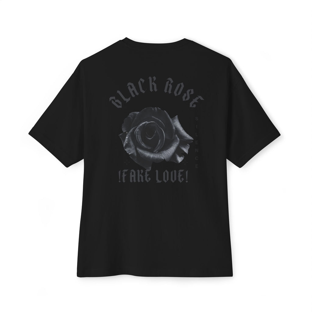 Black Rose Graphic Tee — 'Black Rose' Gothic Floral Oversized T-Shirt