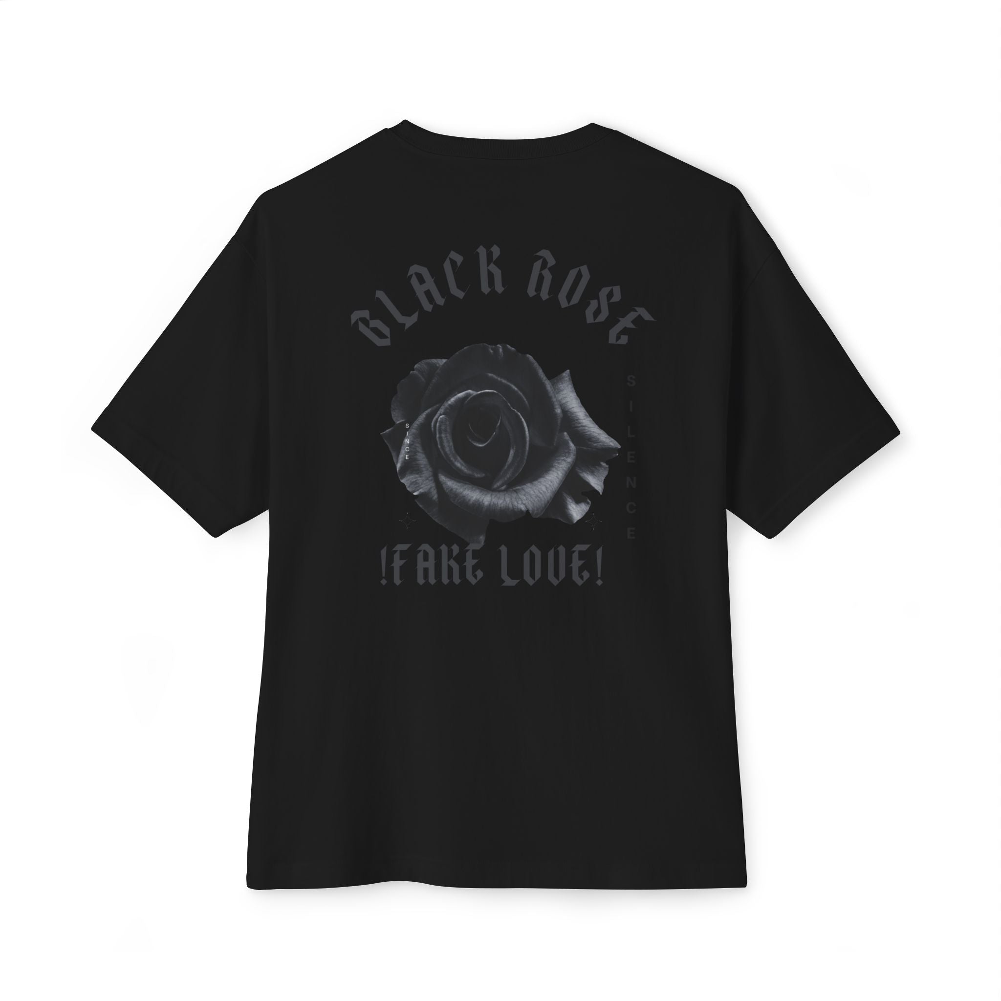 Black Rose Graphic Tee — 'Black Rose' Gothic Floral Oversized T-Shirt