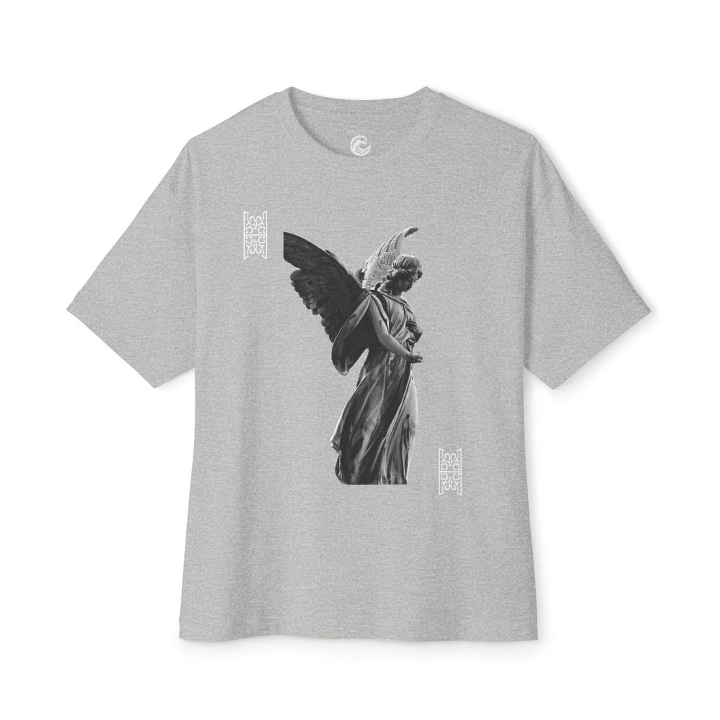 Black Tshirt Angel Statue — 'Pure Remorse' Streetwear.