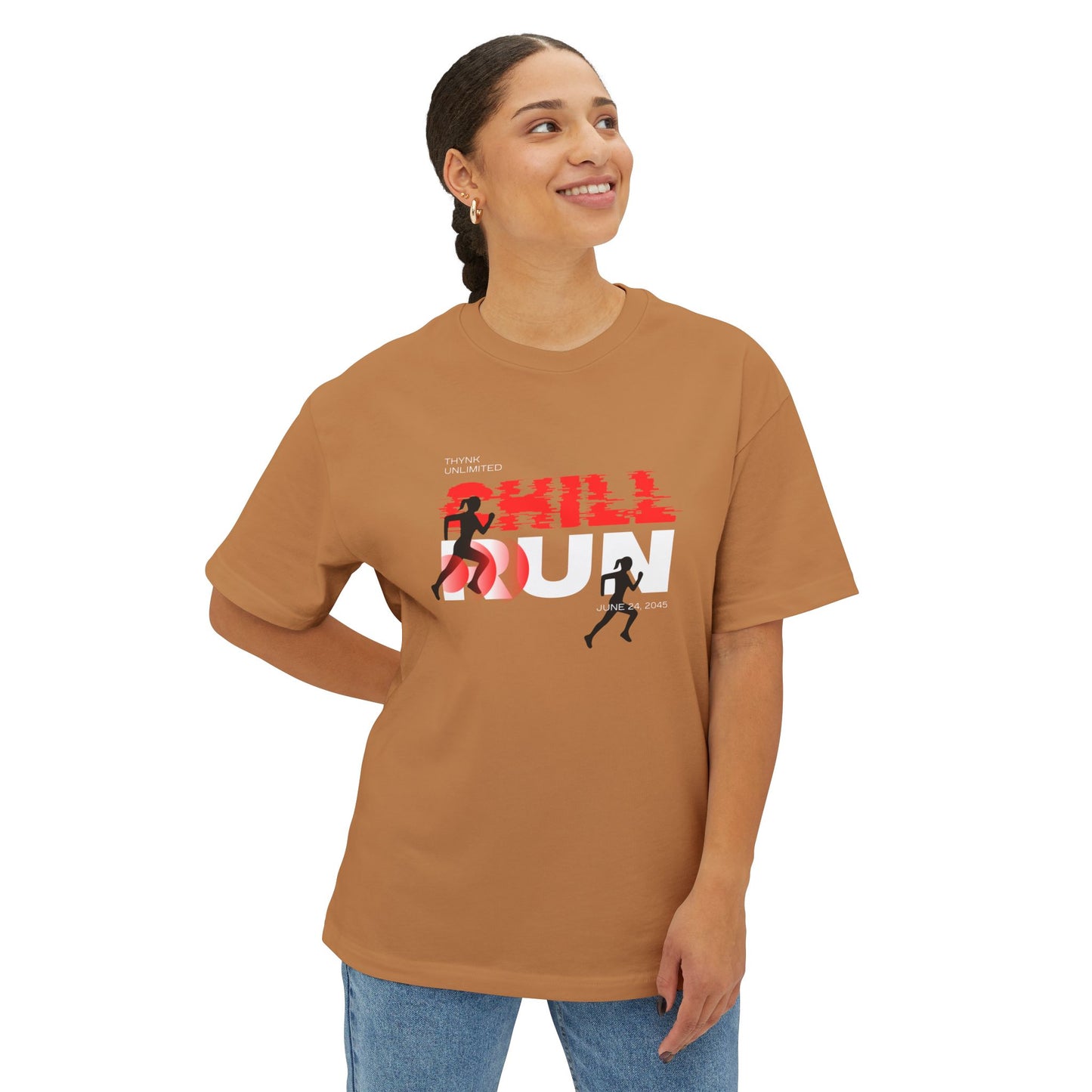Chill Runner Tee — Minimalist Running Graphic Oversized Shirt