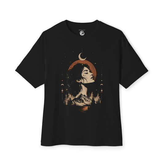 Mystic Moon Woman T-Shirt — Celestial Wilderness Graphic Tee