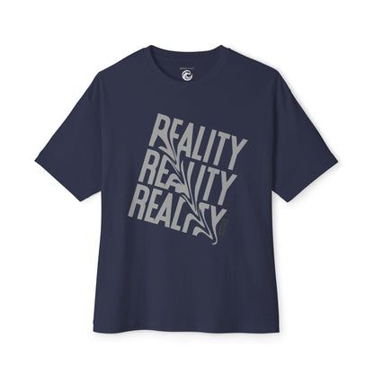 Reality Repeat Graphic Tee — Distorted 'Reality' Boxy T-Shirt