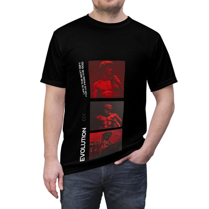 Evolution Muscle Tee — Vintage Red Photo Collage Athletic T‑Shirt
