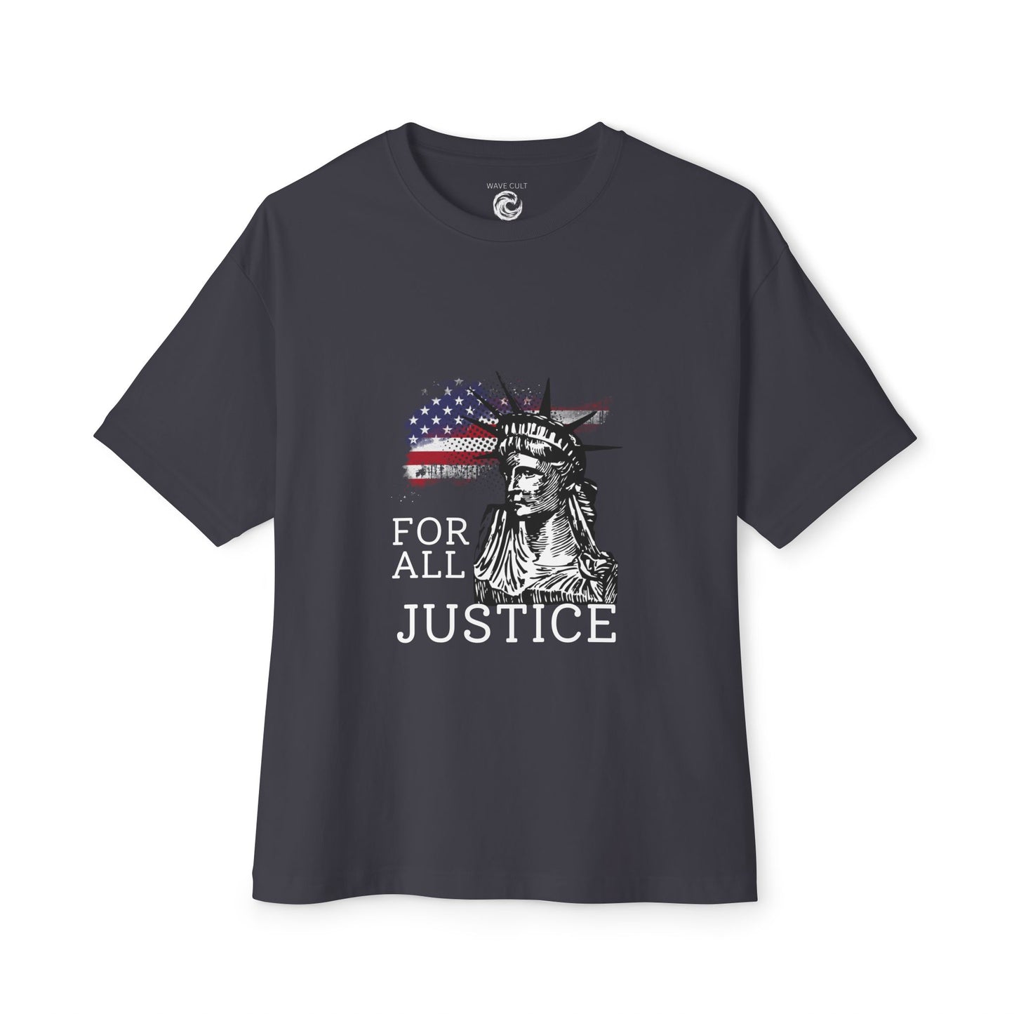 For All Justice Tee — Liberty Statue American Flag T‑Shirt
