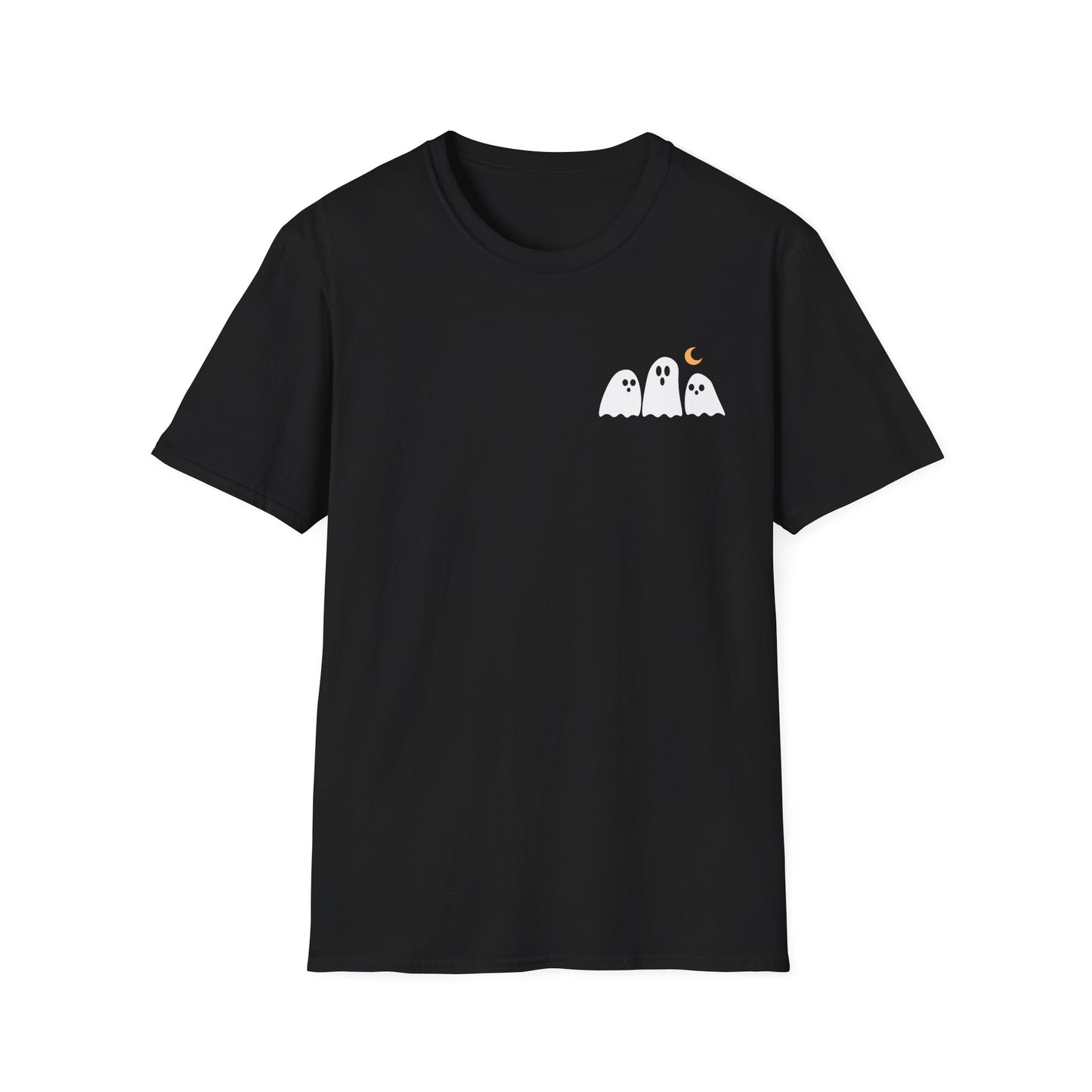 Eternity Angel T-Shirt — Small Ghosts Chest & Retro Statue Back Graphic