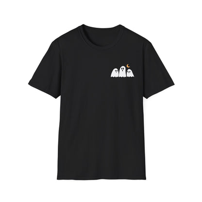 Eternity Angel T-Shirt — Small Ghosts Chest & Retro Statue Back Graphic