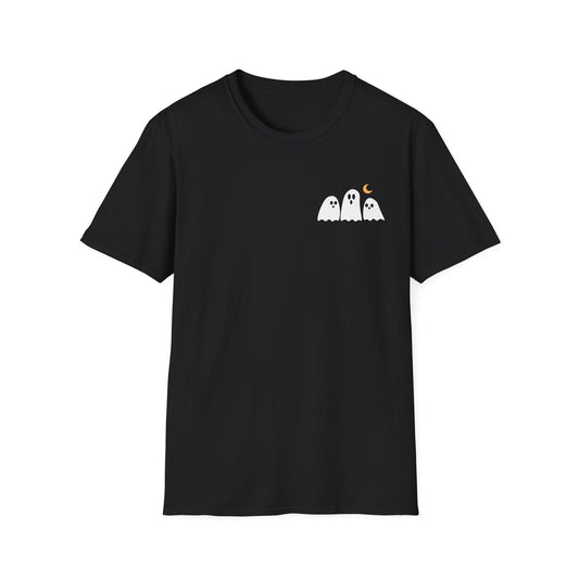 Eternity Angel T-Shirt — Small Ghosts Chest & Retro Statue Back Graphic