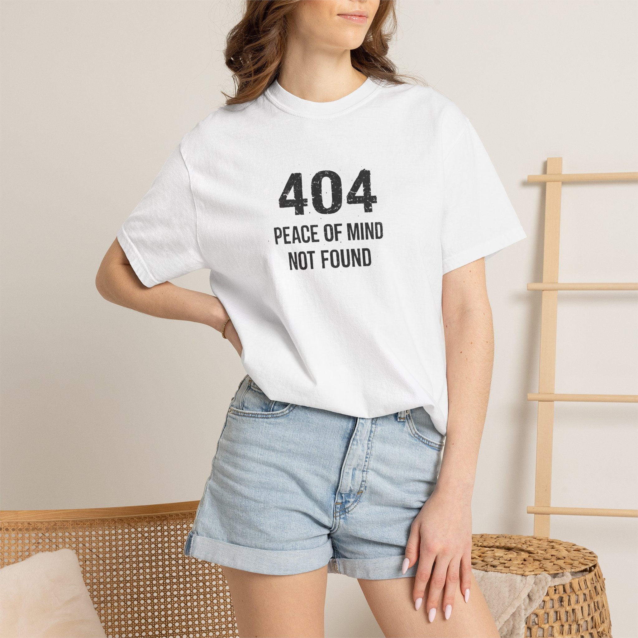 Overthinking T-Shirt — 404 “Peace of Mind Not Found” Mental Health Tee
