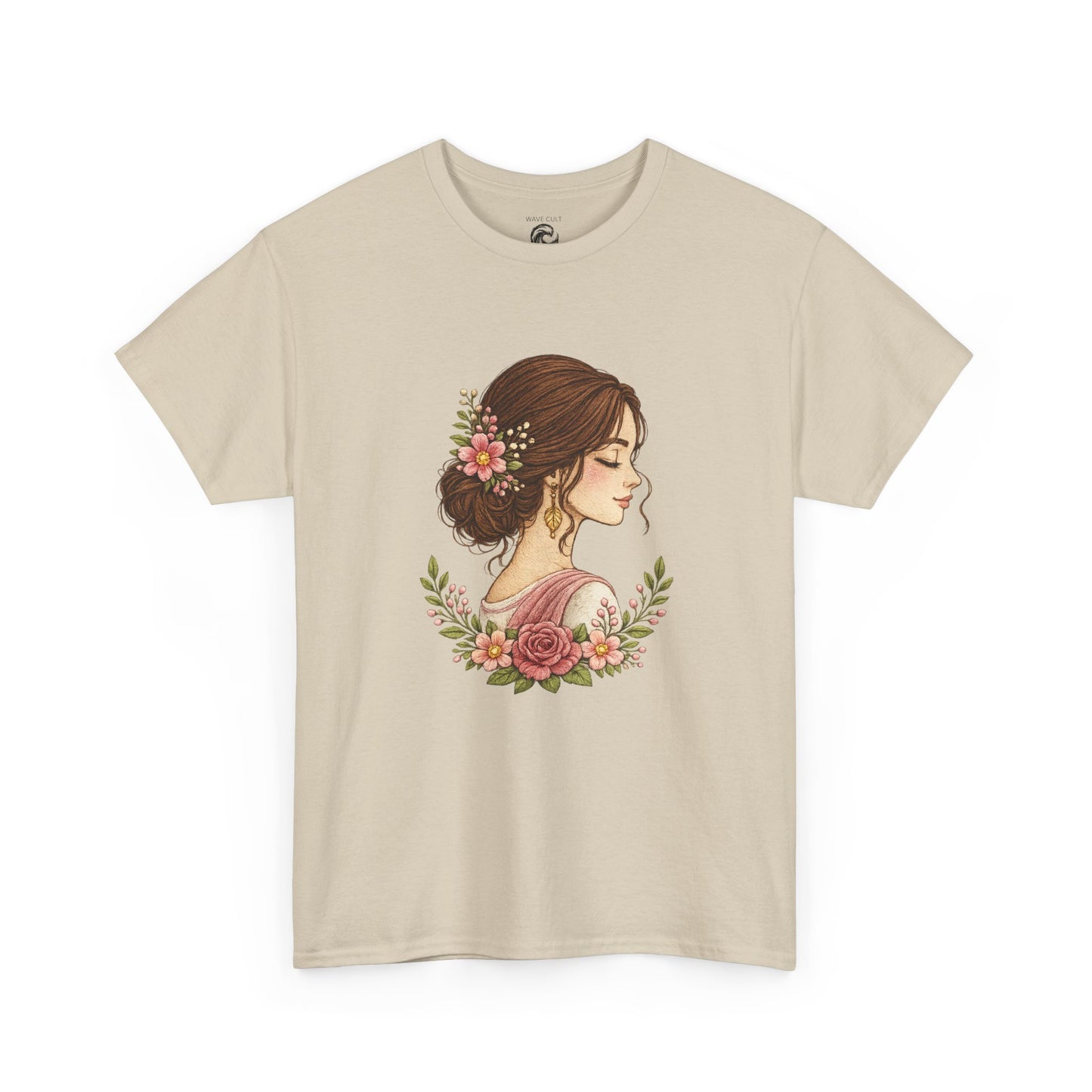Floral Profile Tee — Vintage Woman Portrait T-Shirt