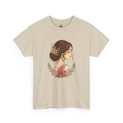 Floral Profile Tee — Vintage Woman Portrait T-Shirt