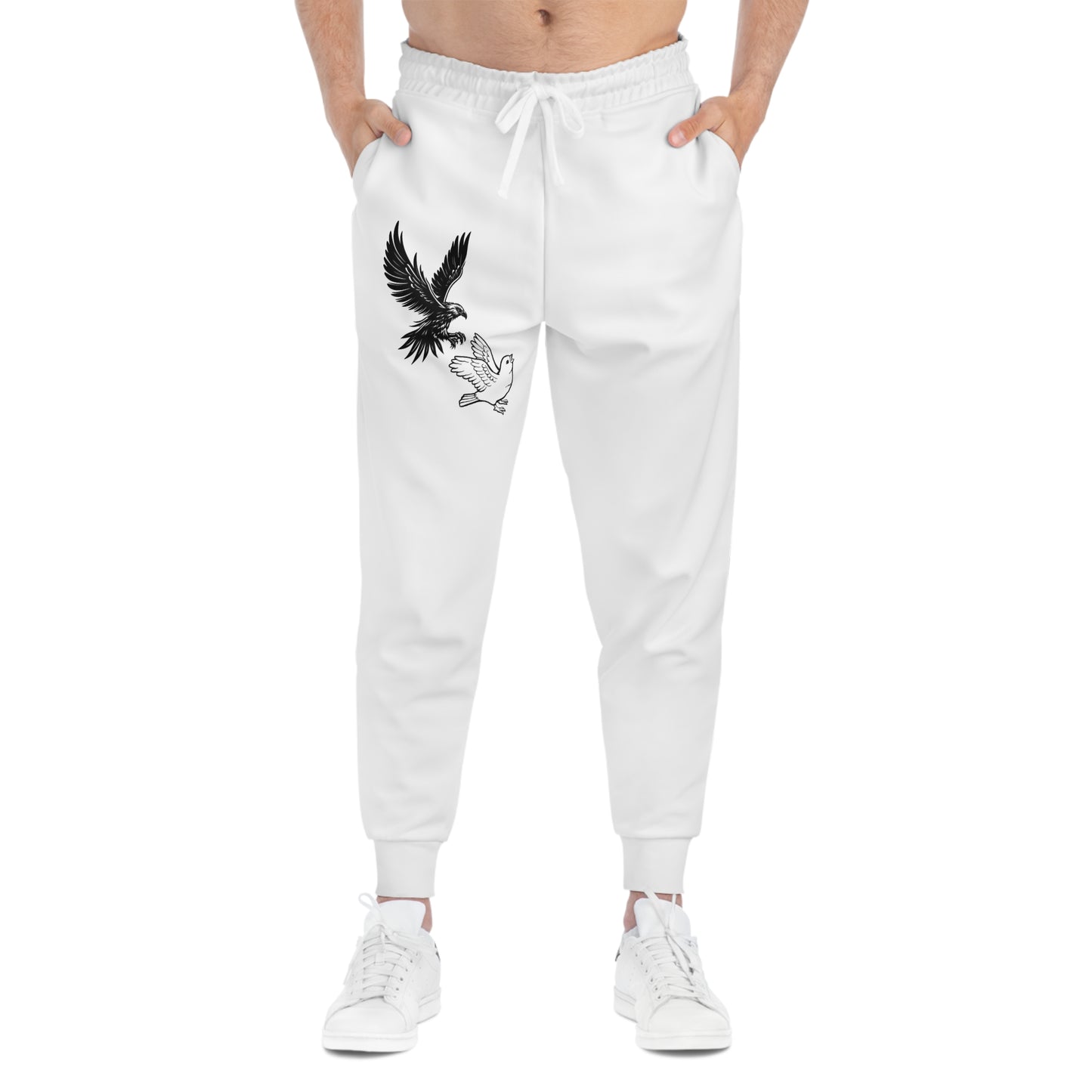 Eagle and Dove Athletic Joggers — Minimal Black/White Graphic Sweatpants