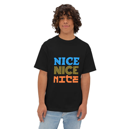 Nice Nice Nice Boxy Tee — Retro Colorblock Graphic T‑Shirt