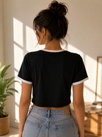 Skull Ringer Top — "Death Skull" Retro Goth Graphic Shirt